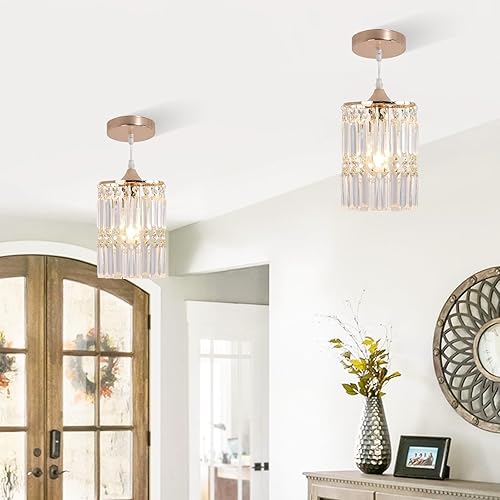 Miniatura 8 de Lámpara colgante de techo de cristal para sala de estar, comedor, cocina, pasillo (colgante dorado)
