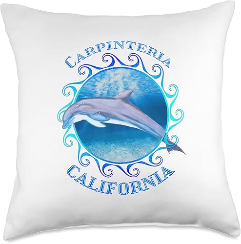 Carpinteria California Vacation Souvenir Dolphin Throw Pillow