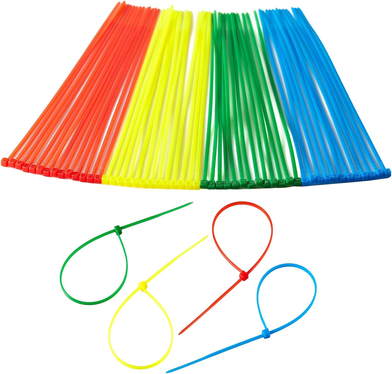 400 PCS Small Colored Zip Ties 6 Inch Multi-Color Zip Wire Tie for Deco Mesh Wreath Supplies UV Resistant Strong Nylon Cable Ties, Self-Locking 6" Tie Wraps (100 per color)