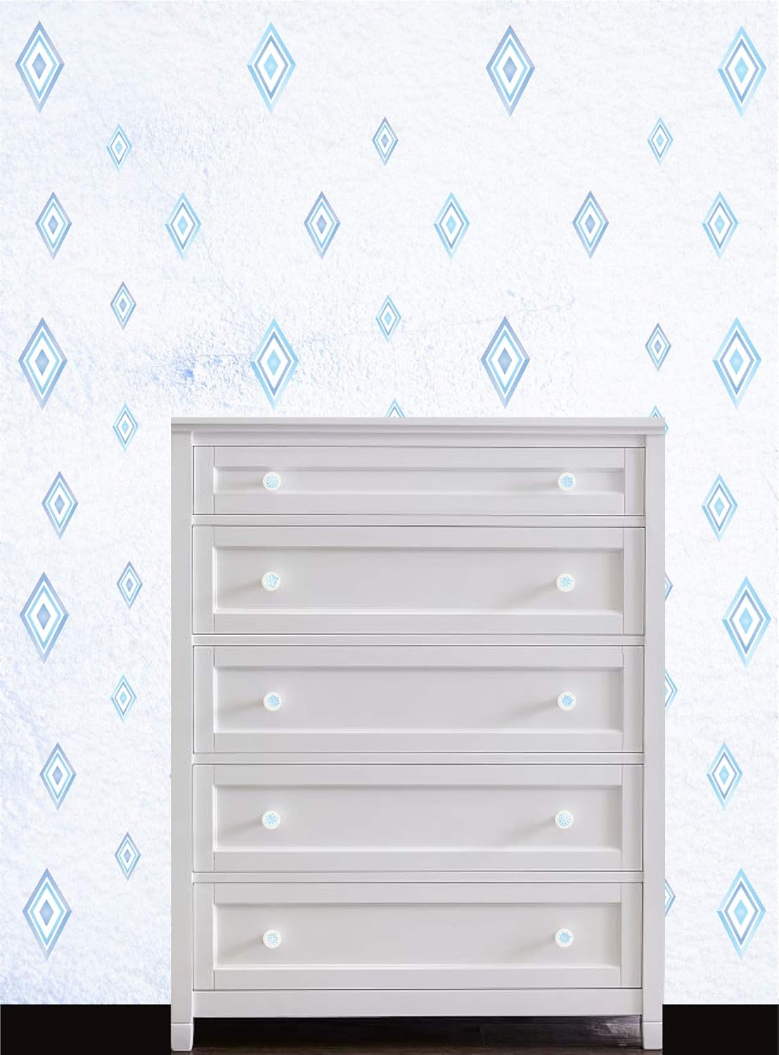 Diamond Shaped Blue Snow Ice Crystals Wall Decals Stickers Girls Room Wall Decor