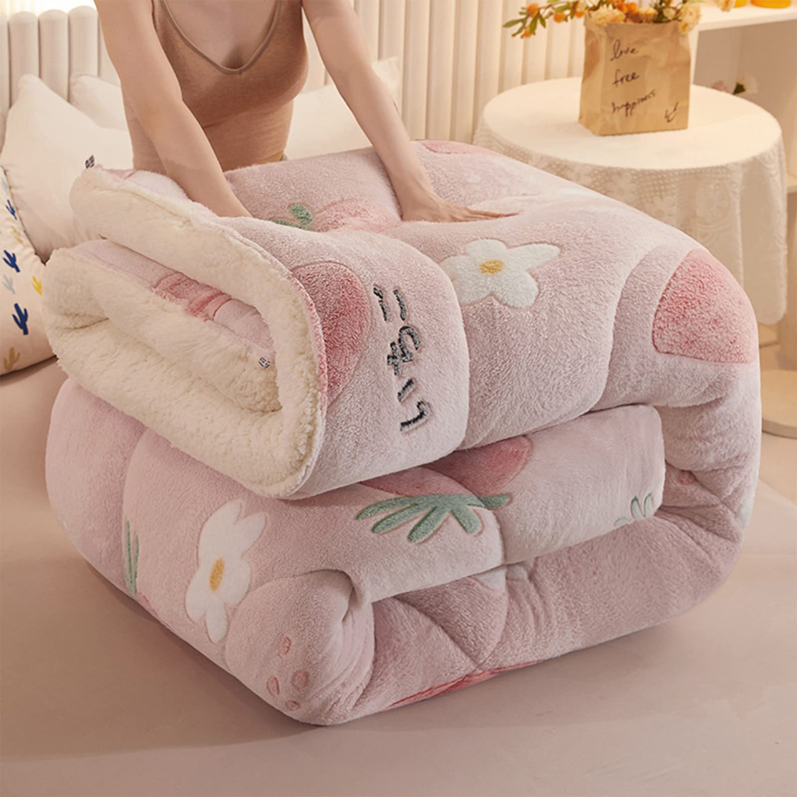 Cashmere Fabric Quilt Winter Soft Luxury Wool Comforter - Thick Fluffy Warm Duvet Lamb Velvet Duvet - Thicken Comforter For Home Bedroom - Winter Lamb Cashmere Blanket