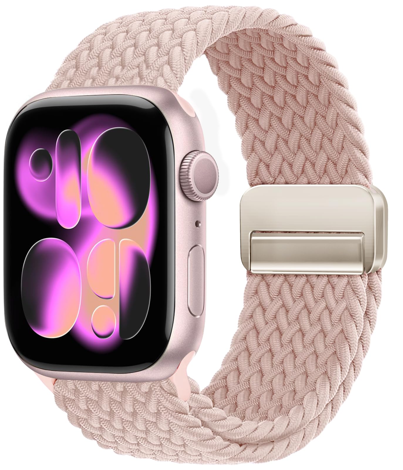 OMECKY Magnetic Braided Loop Band Compatible with Apple Watch Series 11 10 42mm 9 8 7 6 5 4 40mm 41mm for Women Men, Stretchy Nylon Elastic Sport