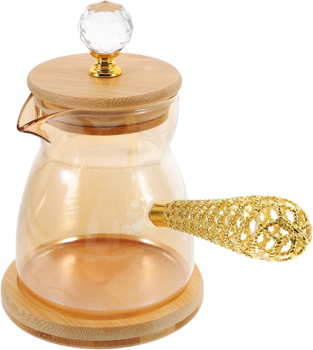 Lurrose Heat-resistant Glass Coffee Teapot with Extended Ergonomic Handle for Pour-over Brewing Vintage Style Hot Beverage Maker for Home Office and Use