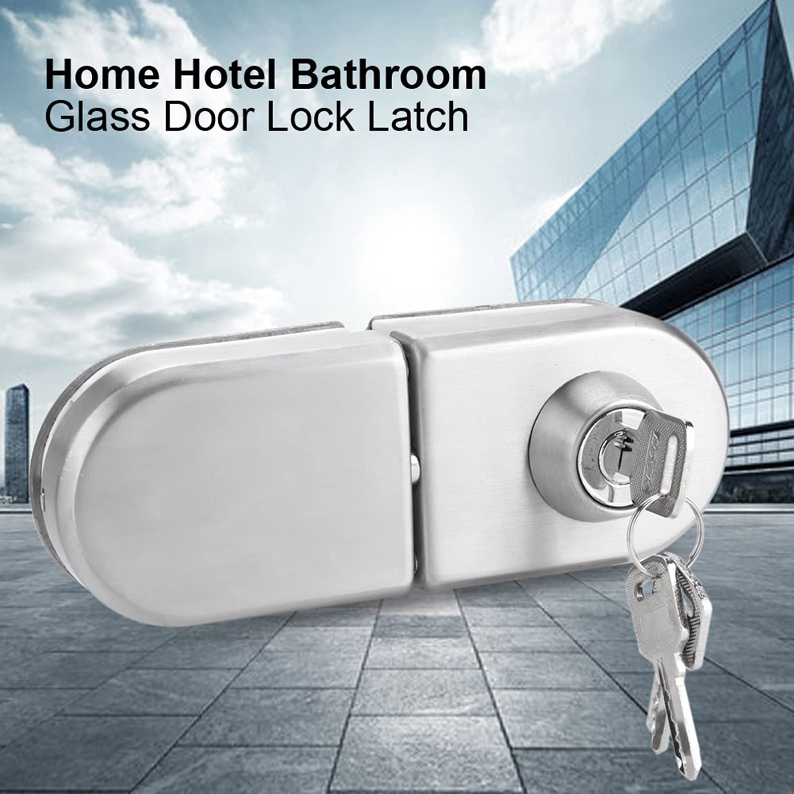 Cerradura de puerta de cristal de acero inoxidable de 10-12 mm con llave sin taladrar cerradura de seguridad para baño, hotel hogar