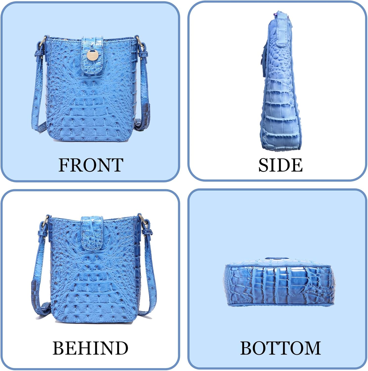 Crocodile Embossed Small Crossbody Bag Fashionable Magnetic Buckle Decoration Shoulder Women's Luxury Wallet - Image 3