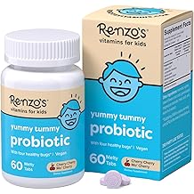 Renzo's Kids Probiotic, Dissolvable Probiotics for Digestive Health &amp; Immune Support, 60 Cherry-Flavored Melty Tabs