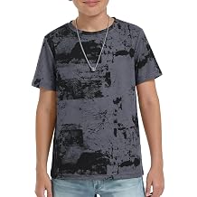 Haloumoning Boys Short Sleeve T Shirts Kids Hipster Hiphop Tops 5-14 Years