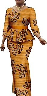 African Clothes for Women Dashiki Print Top and Skirts 2 Piece Set Outfits Ankara