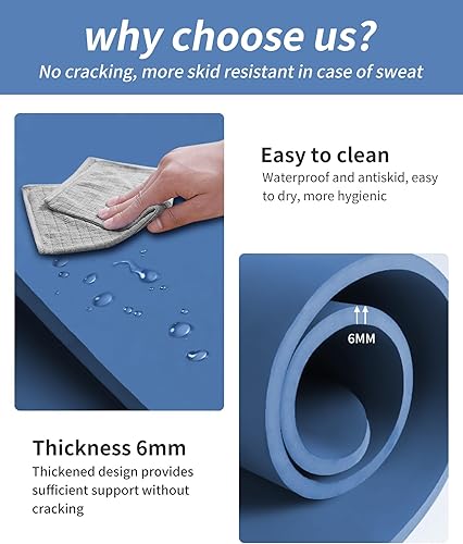 Miniatura 6 de nuveti Tapete de ejercicio grande (6 x 3 pies), tapete de entrenamiento extra ancho para hombres y mujeres, tapete de yoga grueso de 14