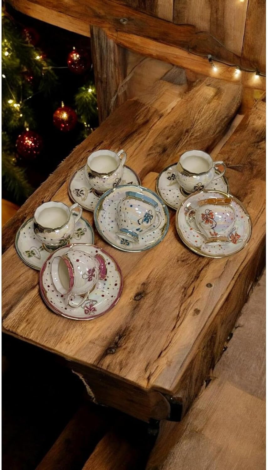 SODEF Coffee Cup Set, 6 Piece Porcelain Hand Painted, 110ml Capacity, Modern Design, Turkish Made, Multicolor - Multicolor, One Size