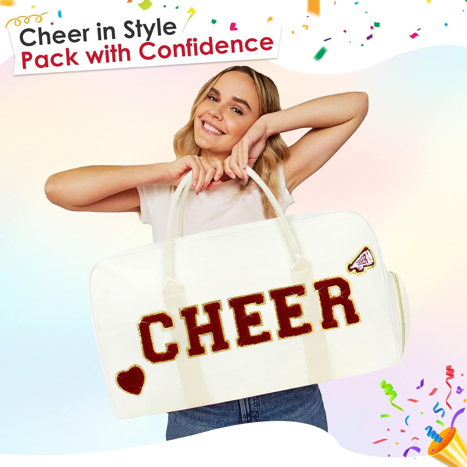 Dance Bag for Girls 2PCS Ballet Cheer Bag with Shoes Compartment Chenille Letter Embroidery for Dancer Travel Overnight bag - Image 3