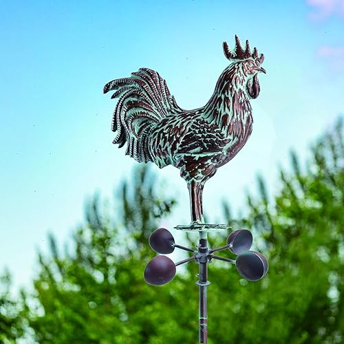 Miniatura 5 de CLYB Gallina de metal con veleta de pollo - Encantadora elegancia de corral con soporte de techo ajustable