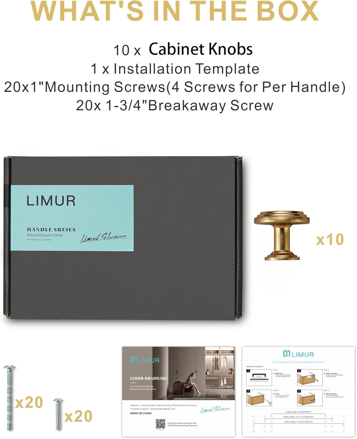 LIMUR 10 Pack 1.2 Inch Champagne Bronze Cabinet Knobs - Solid Zinc Alloy Kitchen Cabinet Hardware for Cupboard Drawer Knobs Wardrobe & Dresser Knob
