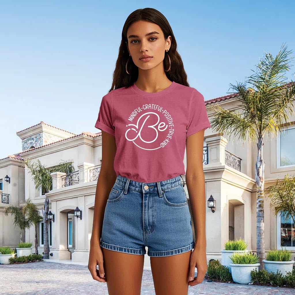 Be Kind Shirt for Women Kindness T-Shirts Inspirational Positive Short Sleeve - Image 2