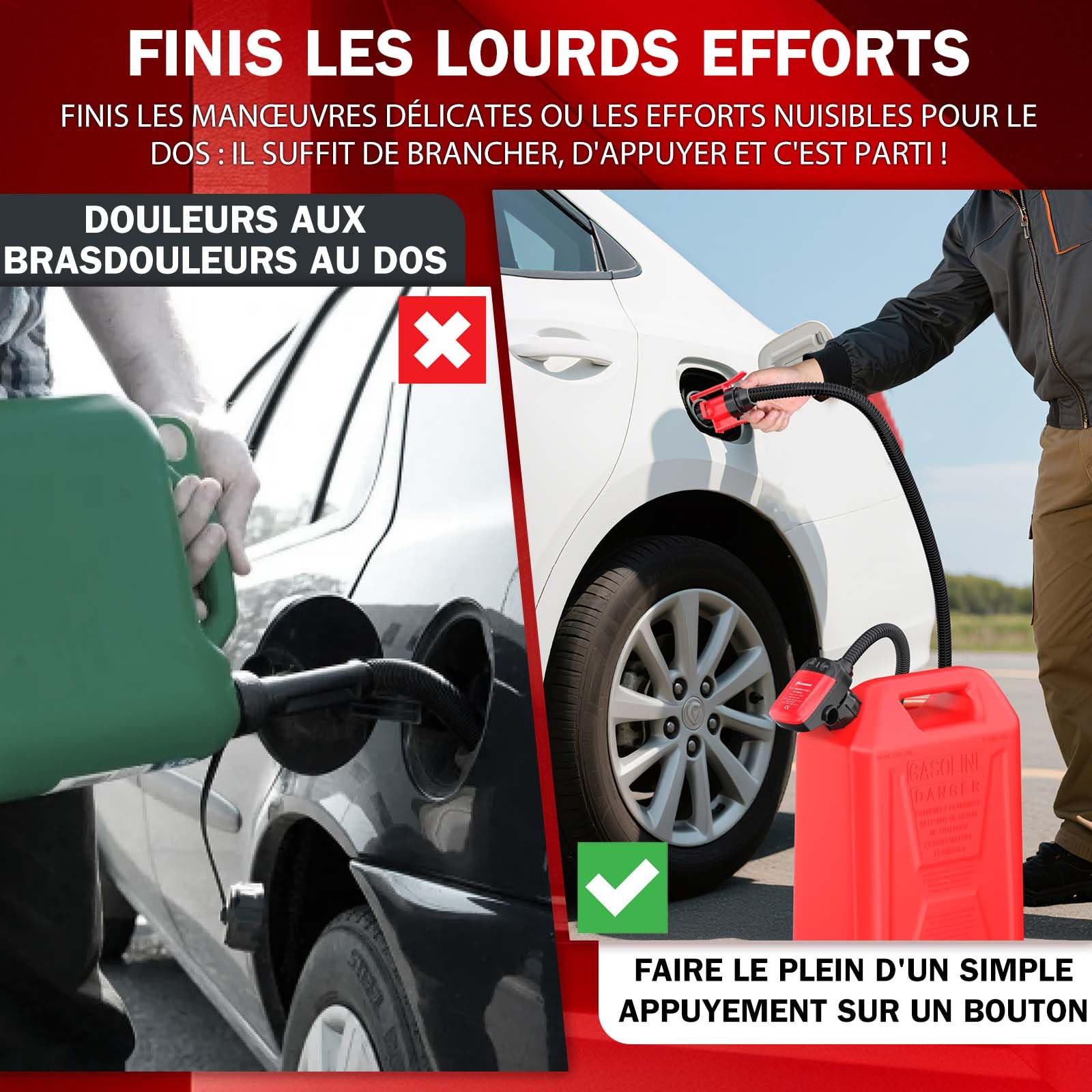 moveland pompe essence electrique 2.2 GPM, sur batterie, 4 adaptateurs | Arrêt automatique, Transfert de liquides efficace, sûr et propre, Pour diesel, essence, voiture, tracteur, tondeuse à gazon