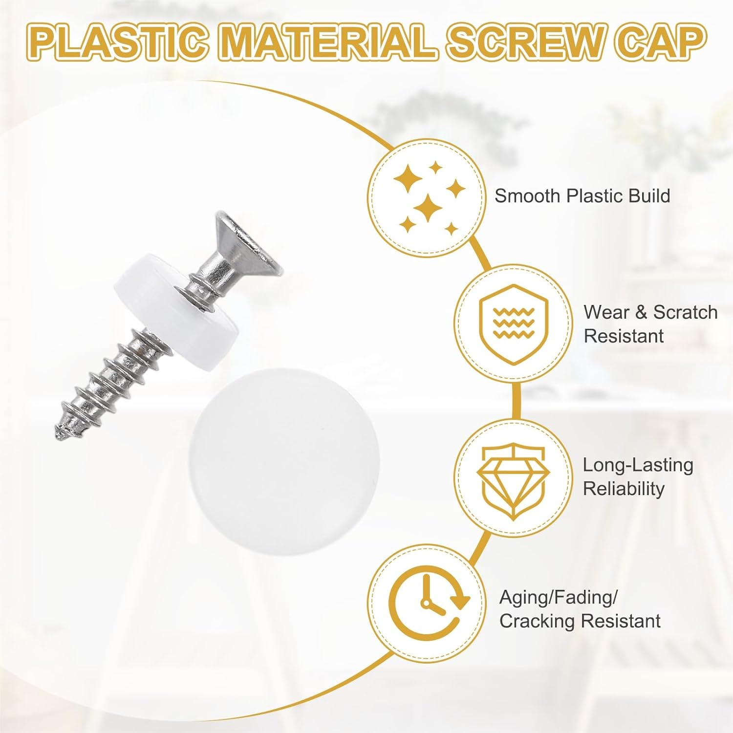 uxcell 14Pcs Plastic Decorative Caps, 12mm Mirror Nails Decorative Cover with 8mm Hole Washer Snap-in Caps Screw Covers for Furniture Cabinet Mirror, White