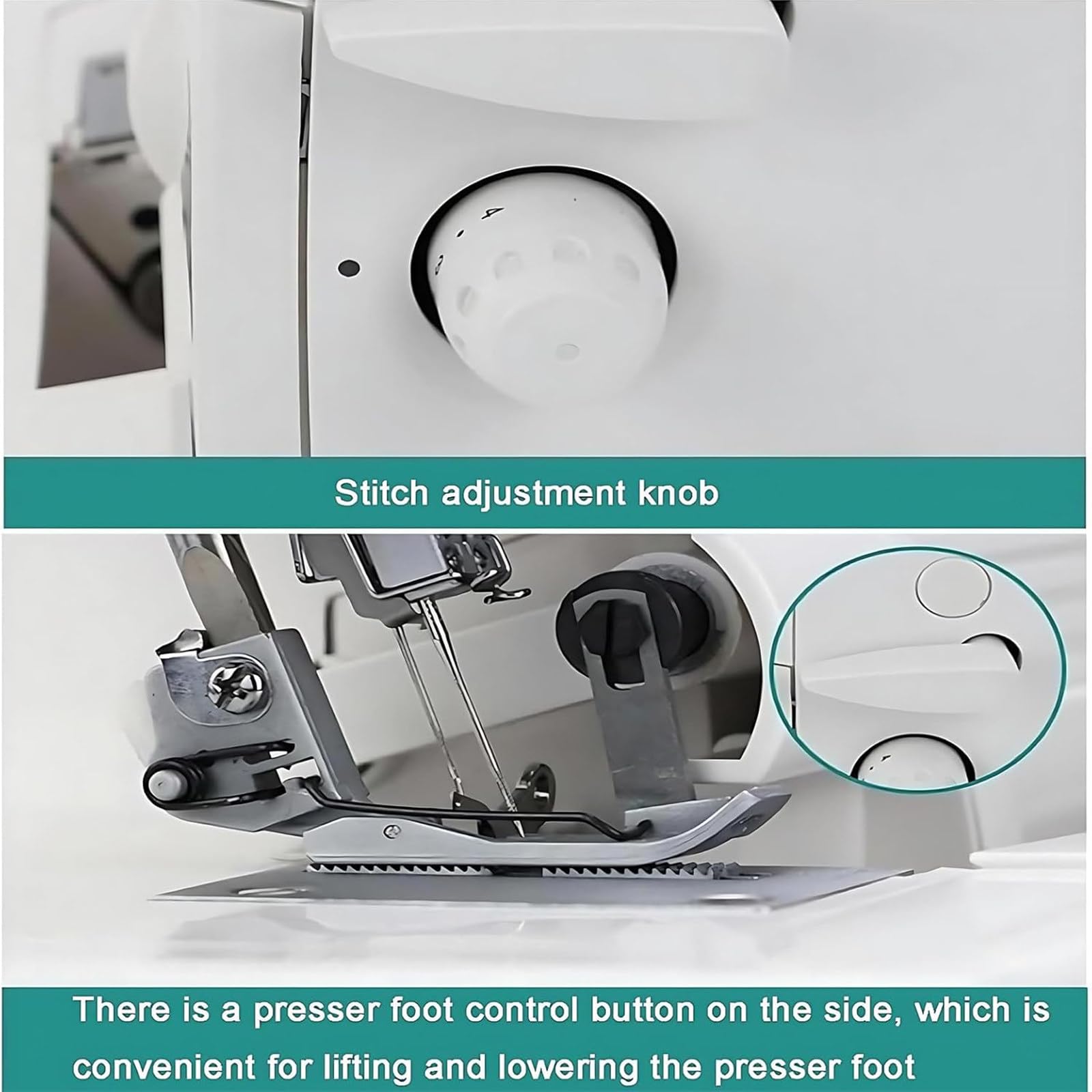 Máquina de coser Overlocker Serger con capacidad de puntada múltiple, longitud de puntada ajustable y compatibilidad de tela resistente