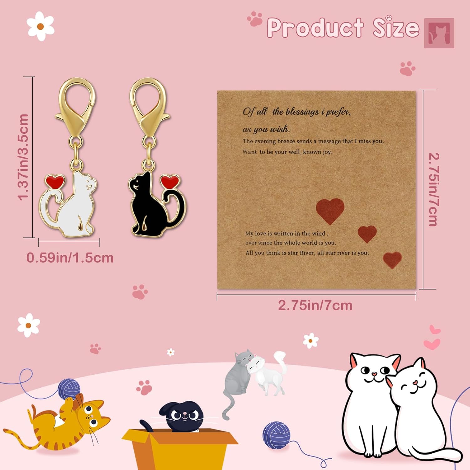 Joyline Cute Cat Heart Keychain for Women Love Charm Purse Bag Keychain Christmas Valentines Anniversary Birthday Gifts - Image 3