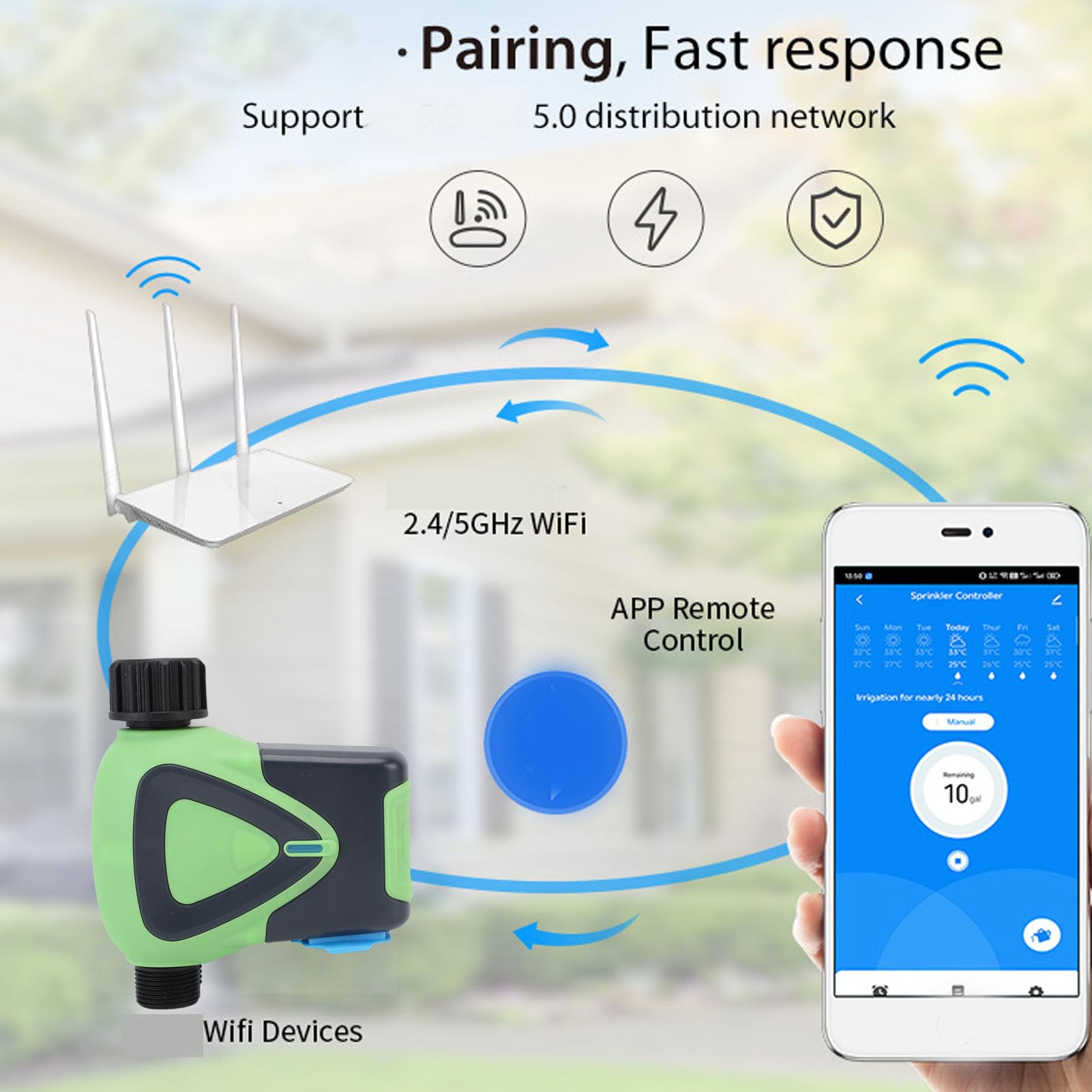 Smart Water Timer APP Controllo vocale Regolatore automatico di irrigazione per piante in vaso da giardino Prato Tubo ABS da 3/4 pollici