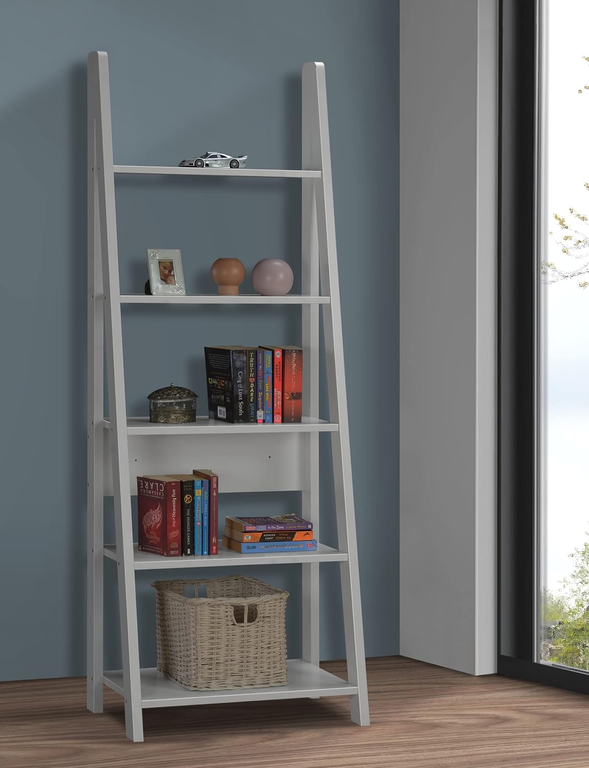 DeckUp Plank Reno Engineered Wood Ladder Book Shelf and Display Unit