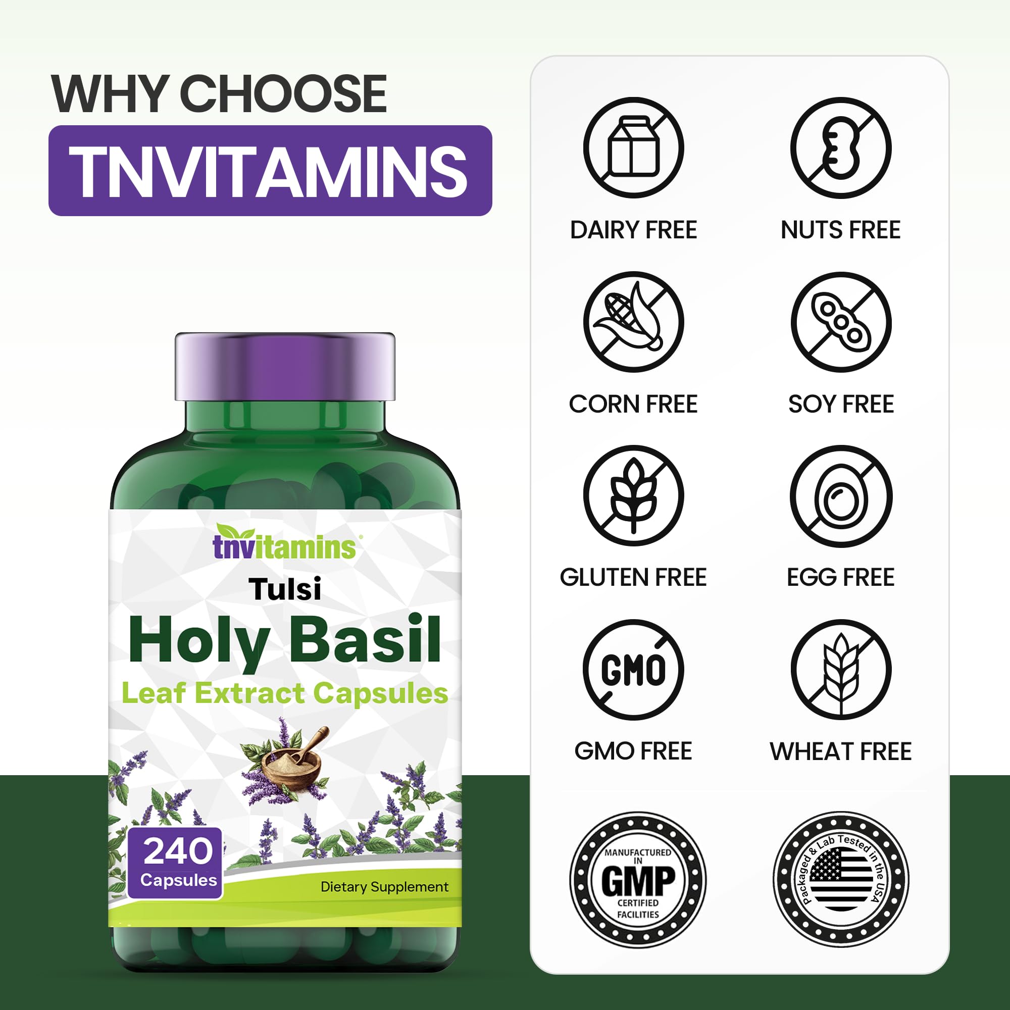 Holy Basil Capsules - 240 Count | 8 Month Supply | AKA Tulsi | May Promote Stress & Frustration Relief* | Adaptogenic, & Ayurvedic Herb — Amazon image 6