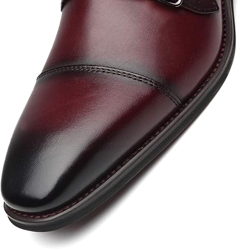 Miniatura 4 de La Milano Mocasines para hombre con correa doble monje sin cordones, de cuero, Oxford, formal, casual, cómodos, zapatos de vestir para hombres