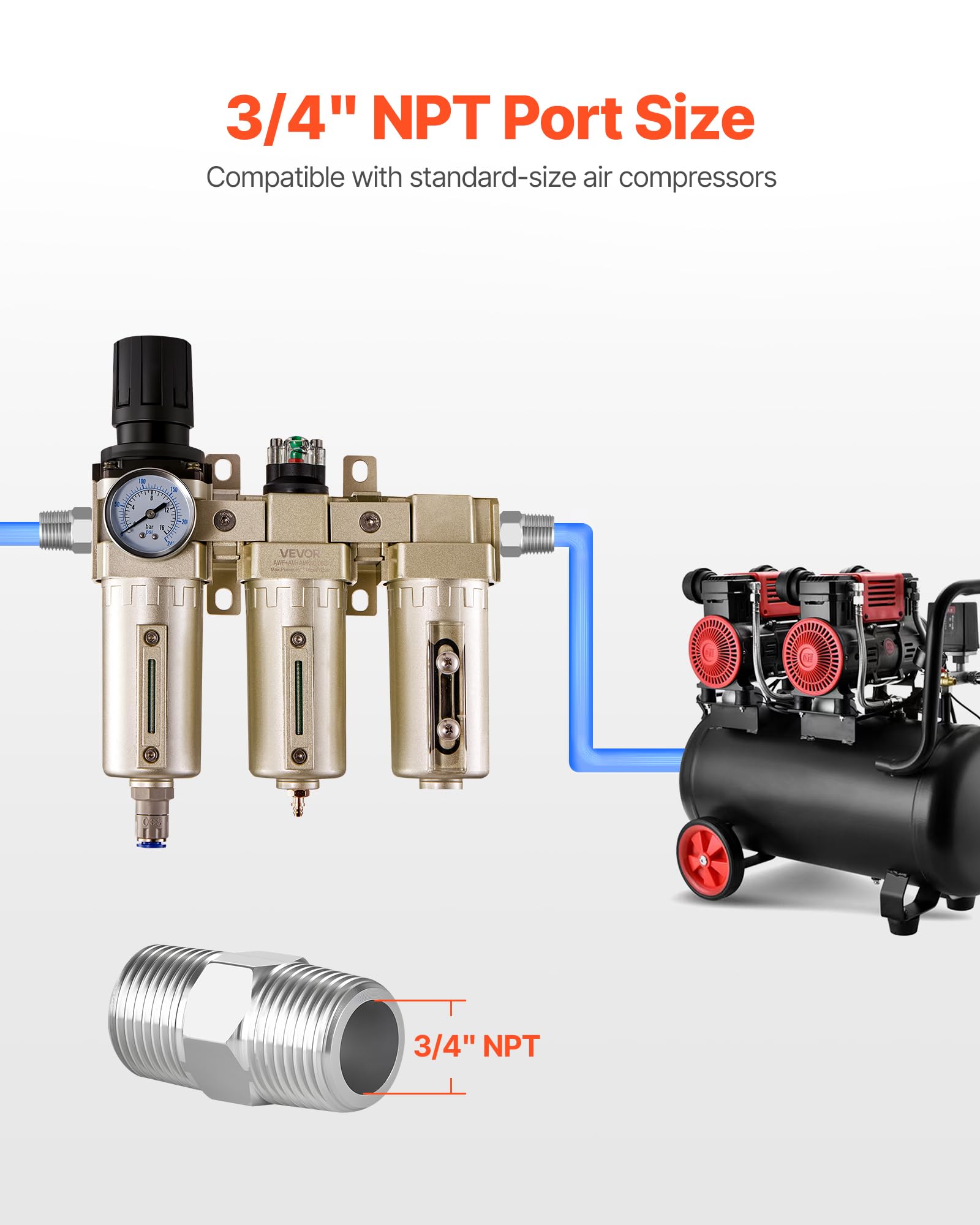 VEVOR Air Compressor Filter Regulator - Dry & Clean Air -6 VEVOR Air Compressor Filter Regulator - Dry & Clean Air -6