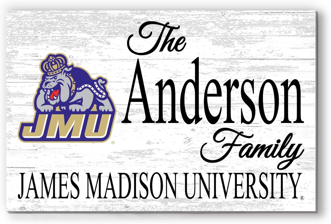 JMU Name Sign Solid Wood for James Madison University Family, Fans, Alumni, Students or Graduation