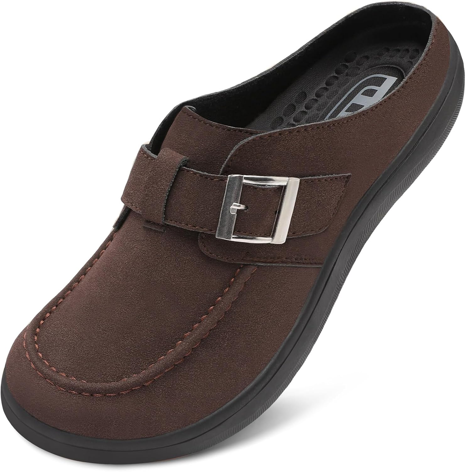 JOINFREE Mens Wide Suede Clogs Diabetic Mules for Swollen Edema Comfort Slip on Clog Slippers Zero Drop Potato Shoes with Non-Slip Soles Indoor & Outdoor Use