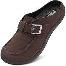 JOINFREE Mens Wide Suede Clogs Diabetic Mules for Swollen Edema Comfort Slip on Clog Slippers Zero Drop Potato Shoes with Non-Slip Soles Indoor & Outdoor Use