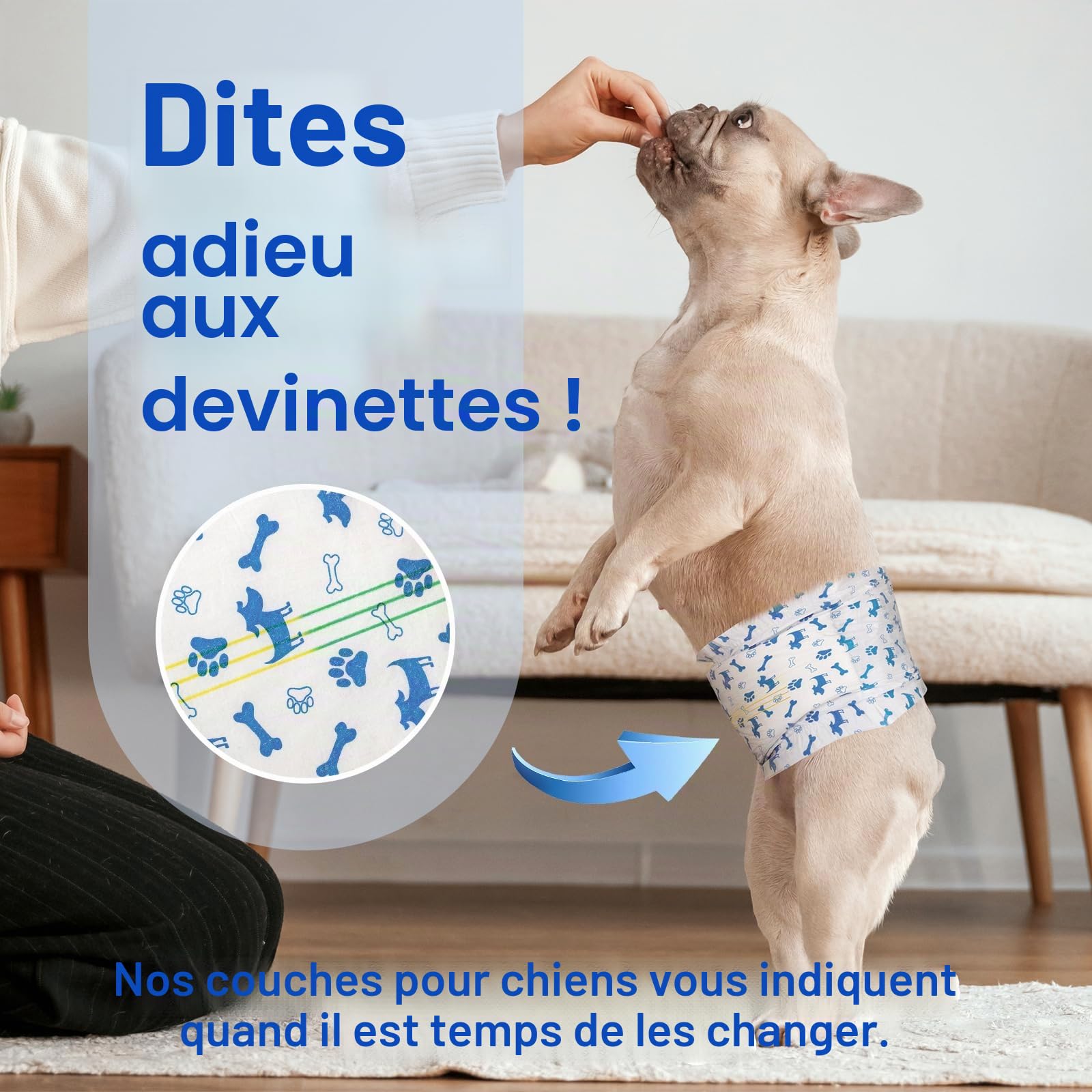 MICOOYO Lot de 50 Couches jetables pour Chien mâle, Chiot, Super absorbantes, avec indicateur d'humidité (50, M)
