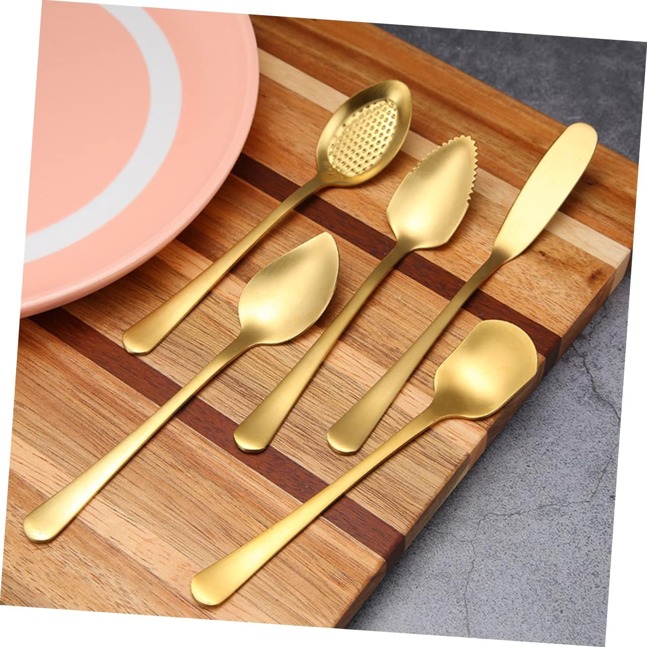 Cabilock 6pcs Stainless Steel Fruit Spoons Ergonomic Grapefruit Ice Cream Spoons for Desserts Salads and Appetizers Easy to Clean Kitchen Utensils