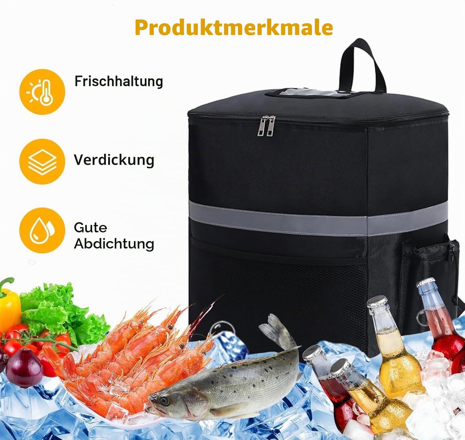 SOONHUA Thermo-Rucksack für Lebensmittel, 35 l, große Kapazität, isoliert, Lebensmittelwärmer, Transporttasche für Fahrradtransport