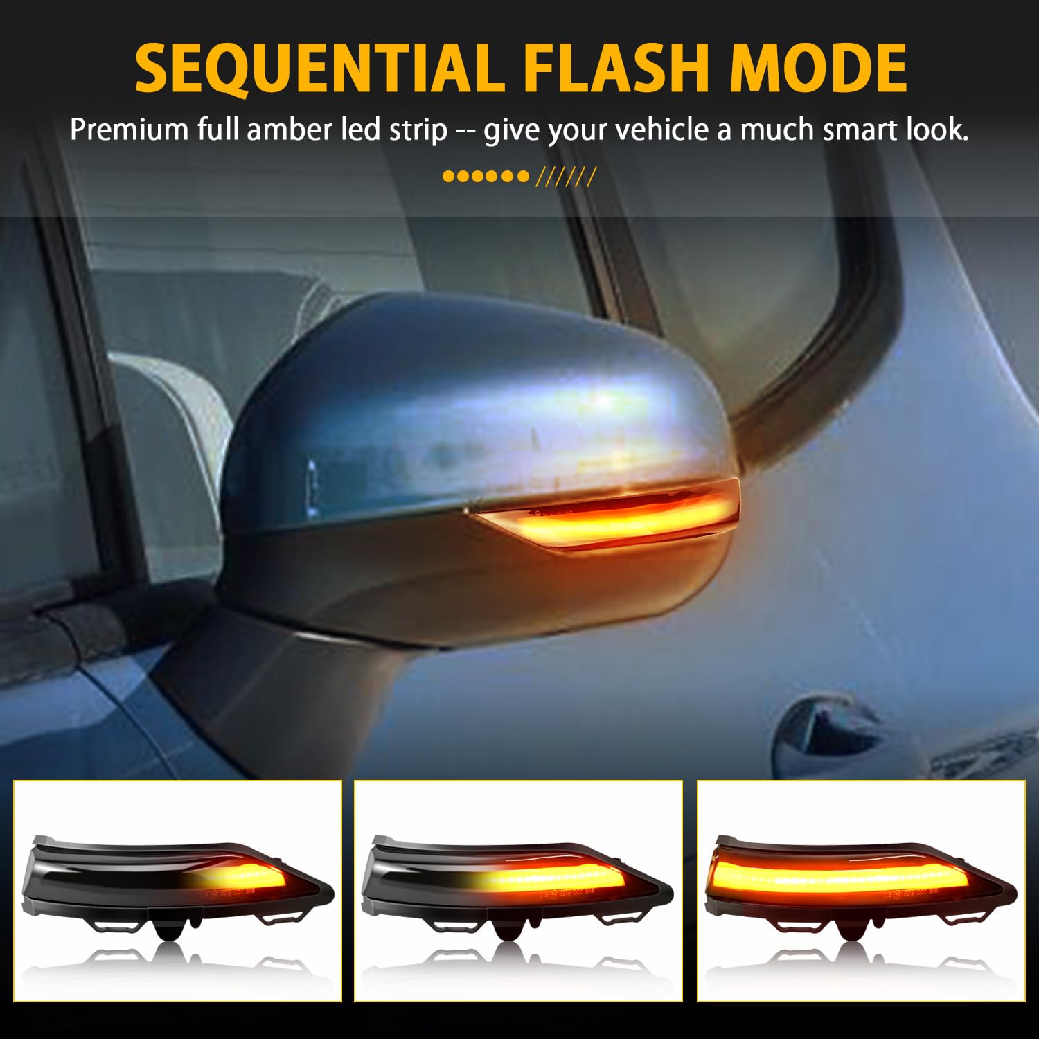 Dynamiczny sekwencyjny kierunkowskaz LED, E8, marker boczny, 12 V LED, żółto-bursztynowy, błyszczący, kompatybilny z For-d Fiesta Mk8 2018, 2019, 2020 PUMA, 2 sztuki