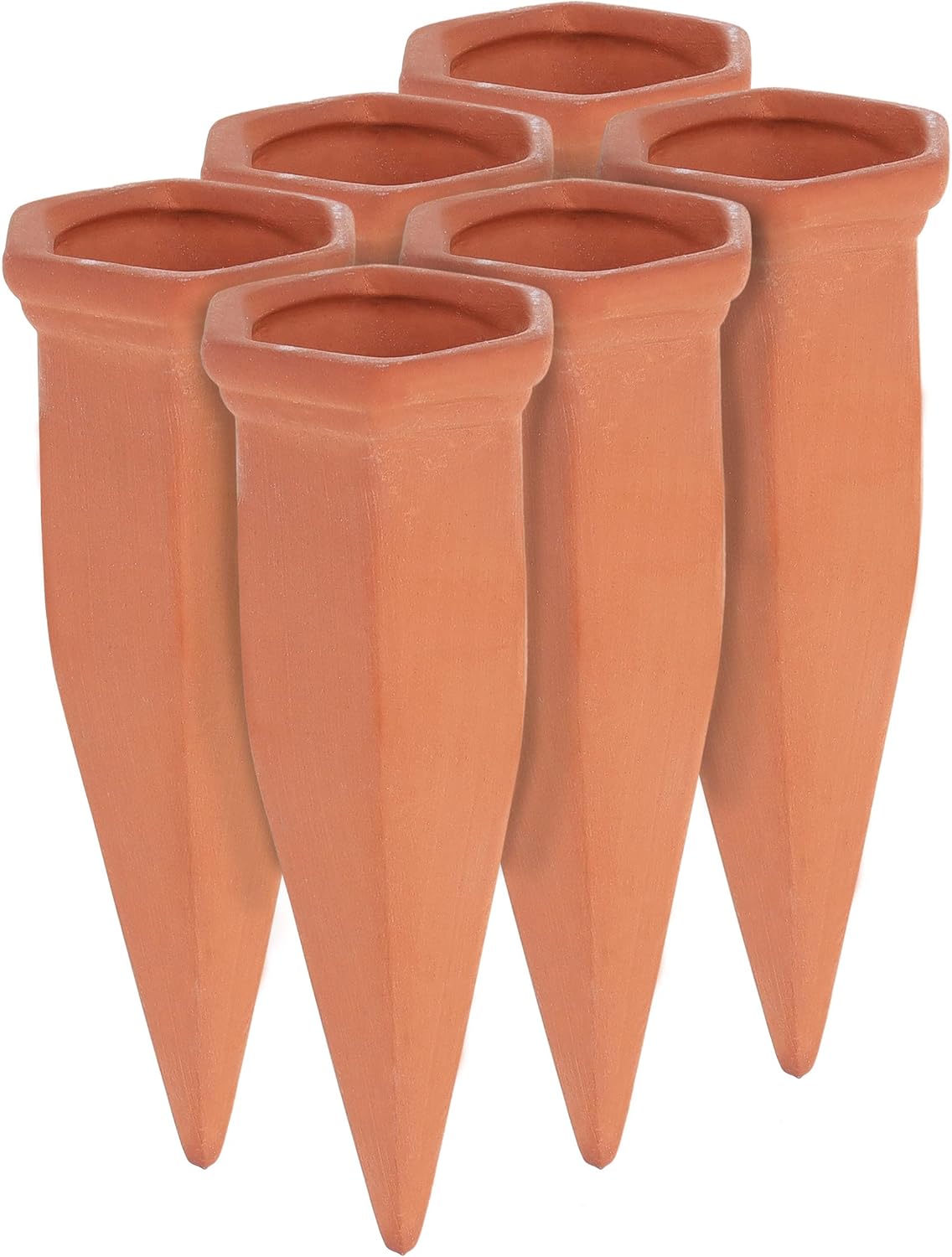 Relaxdays Clay Watering Spikes, Set of 6, Stakes for 1.5 L Plastic