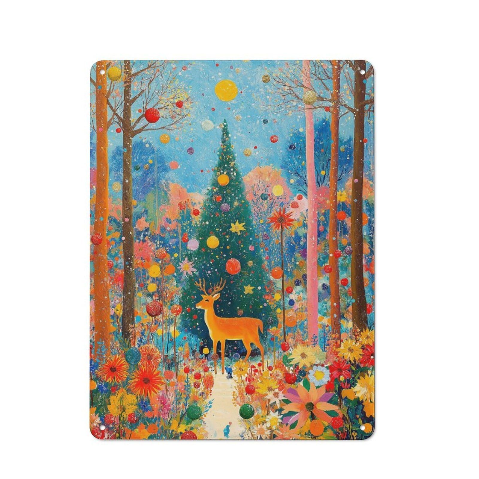 Junmoney Enchanted Forest Glow -1 Metal Plaque 40X30cm With For Garage Wall, Retro Decor, For Themed Interiors In Garages And Workshops