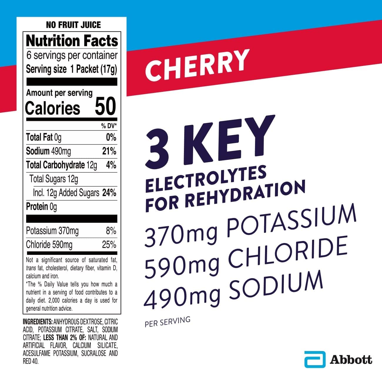 Buy Pedialyte Electrolyte Powder Packets, Cherry, Hydration Drink, 18