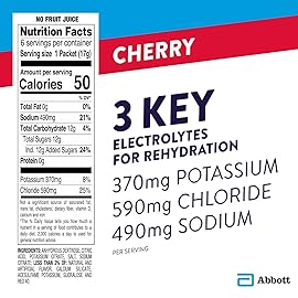 Pedialyte Electrolyte Powder Packets, Cherry, Hydration Drink, 100 Single-Serving Powder Packets