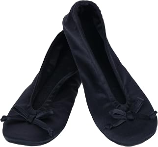 MUK LUKS Women's Stretch Satin Ballerina Slippers - Non-Skid Sole, Washable (Blue, S-M) - View #6