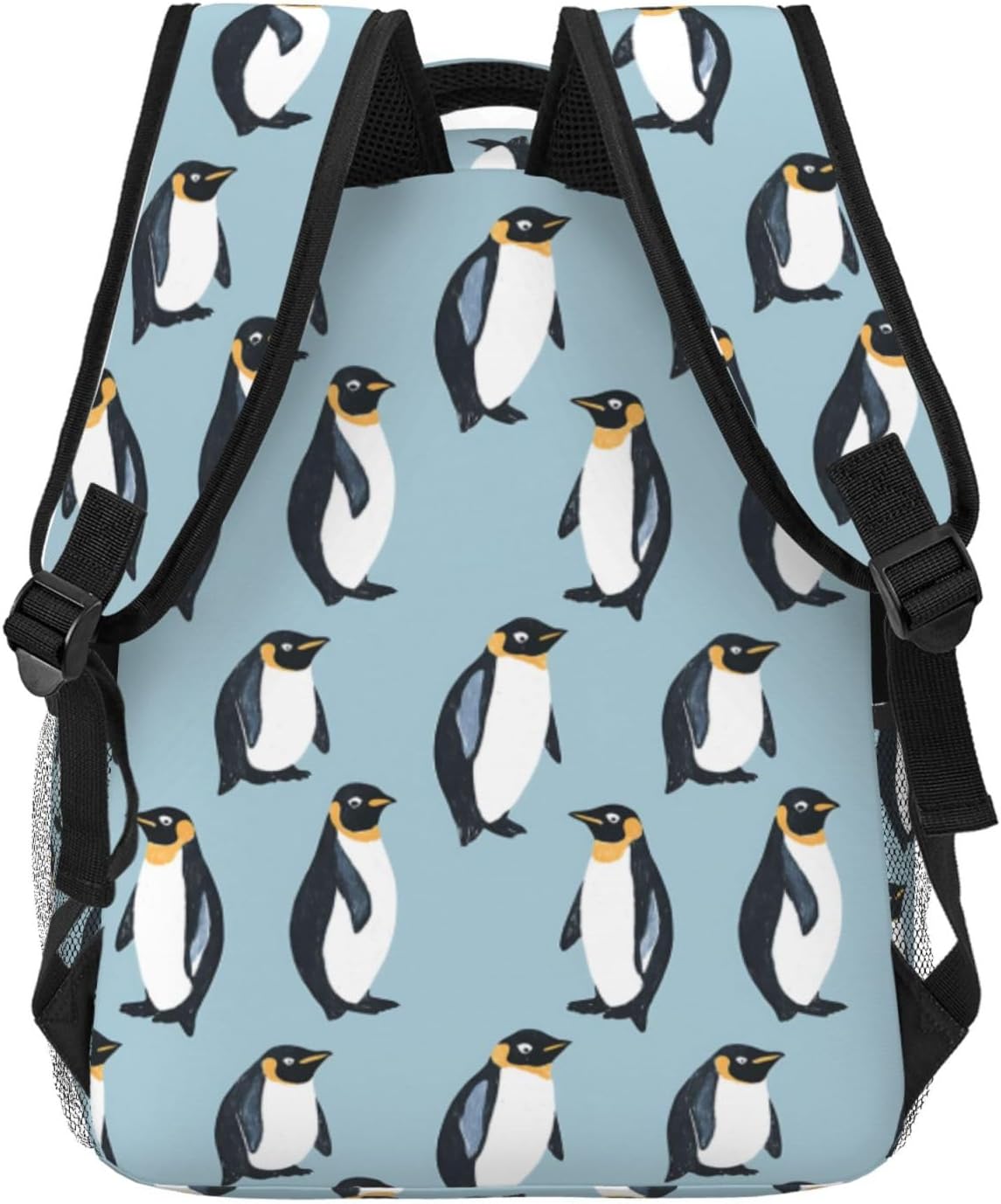 Playful Penguin Backpack, Lightweight Polyester Travel Work School Camping Daypack, Cute Animal Back Pack, Blue Background Backpacks, Book Packs Gifts for Women Kids Girls, 11.4×5.9×15.7 Inch - Image 3