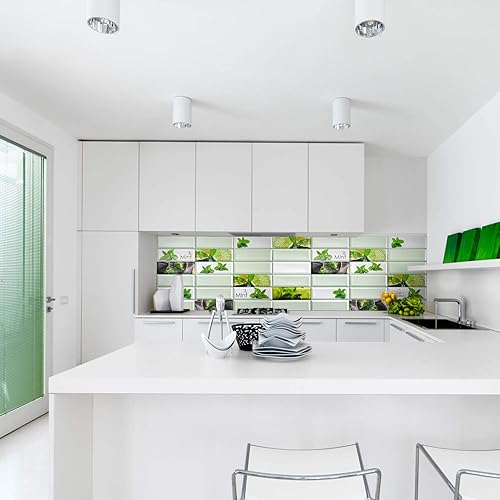 Miniatura 2 de Dundee Deco Shades of Green Faux Mint Leaves - Panel de pared 3D de PVC de lima, 3.2 x 1.6 pies (37.8 in x 18.9 in), diseño interior de paneles de