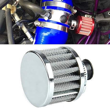 Amazon エアクリーナー 汎用 吸気効率up 12mm口径 エアフィルター エンジンパワーアップ ターボ 集塵 コンパクト ブローオフバルブ ターボ用 アインテークパイプ セット 自動車用 ターボ車兼用 スポーツフィルター メッシュ 12mm シルバー エアクリーナー 車 バイク