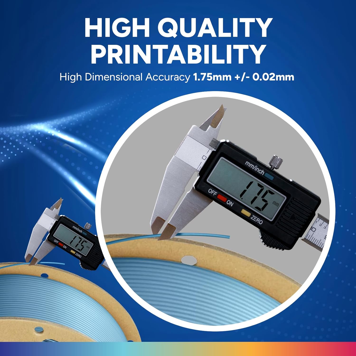 OVERTURE PLA Plus (PLA+) Filament 1.75mm, Stronger & More Durable, Professional Toughness 3D Printer Filament 1kg (2.2lbs), High Precision +/- 0.02mm, Tangle-Free (Grey Blue)