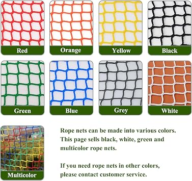 Playground Rope Net Kids Safety Net,Balcony/Stair Railing Guard,Toy & Sports Equipment Barrier Mesh Anti-Fall Rope Netting,Knotless Polyester Cargo Net