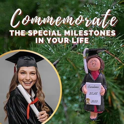 Miniatura 4 de Adorno de Navidad personalizado para mujer pelo morena  resina pintada a mano  45 pulgadas de alto  personalización gratuita por Calliope Designs