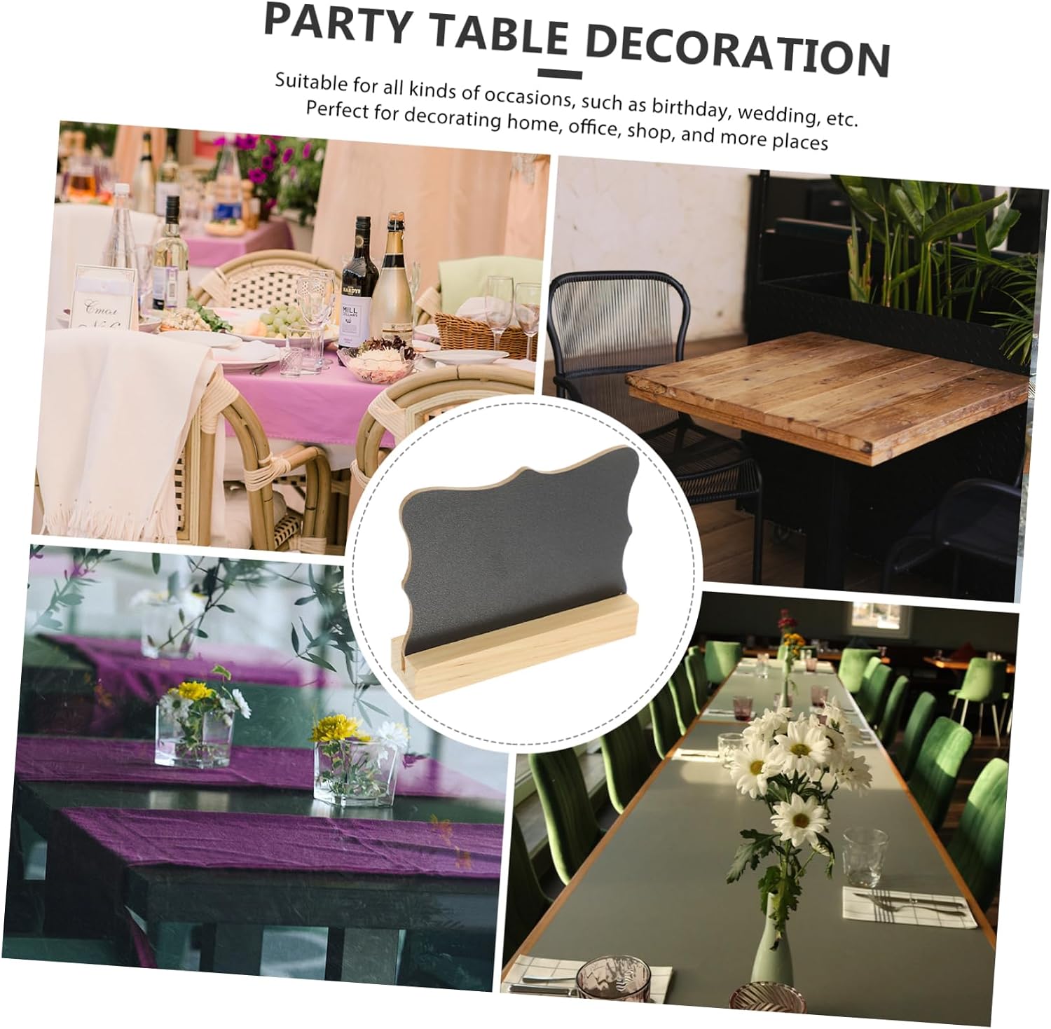 5pcs Double-Sided Wooden Mini Chalkboards Decorative Message Boards