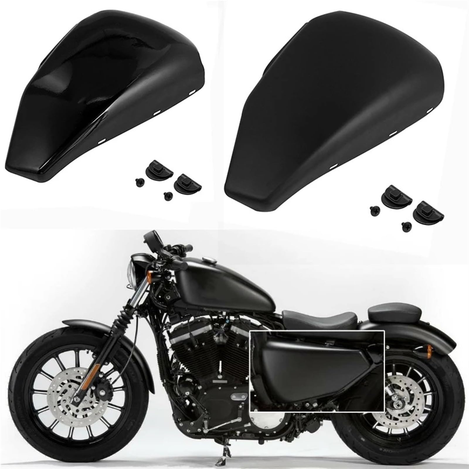 Copertura Carenatura Batteria Moto TOTMOX Per Harley Sportster 2004-2013 - Lato Sinistro, Nero