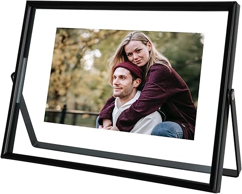Marco flotante negro (5 x 7 pulgadas, horizontal), para tamaños de imagen de 4 x 6, 3 x 5, 2 x 3, marco de fotos de estante de mesa, decoración del