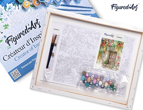 Vista 89 de Figured'Art - Juego de pintura por números, lienzo enrollado sin marco, para manualidades, para adultos, 16 x 20 pulgadas, jarrón de peonías