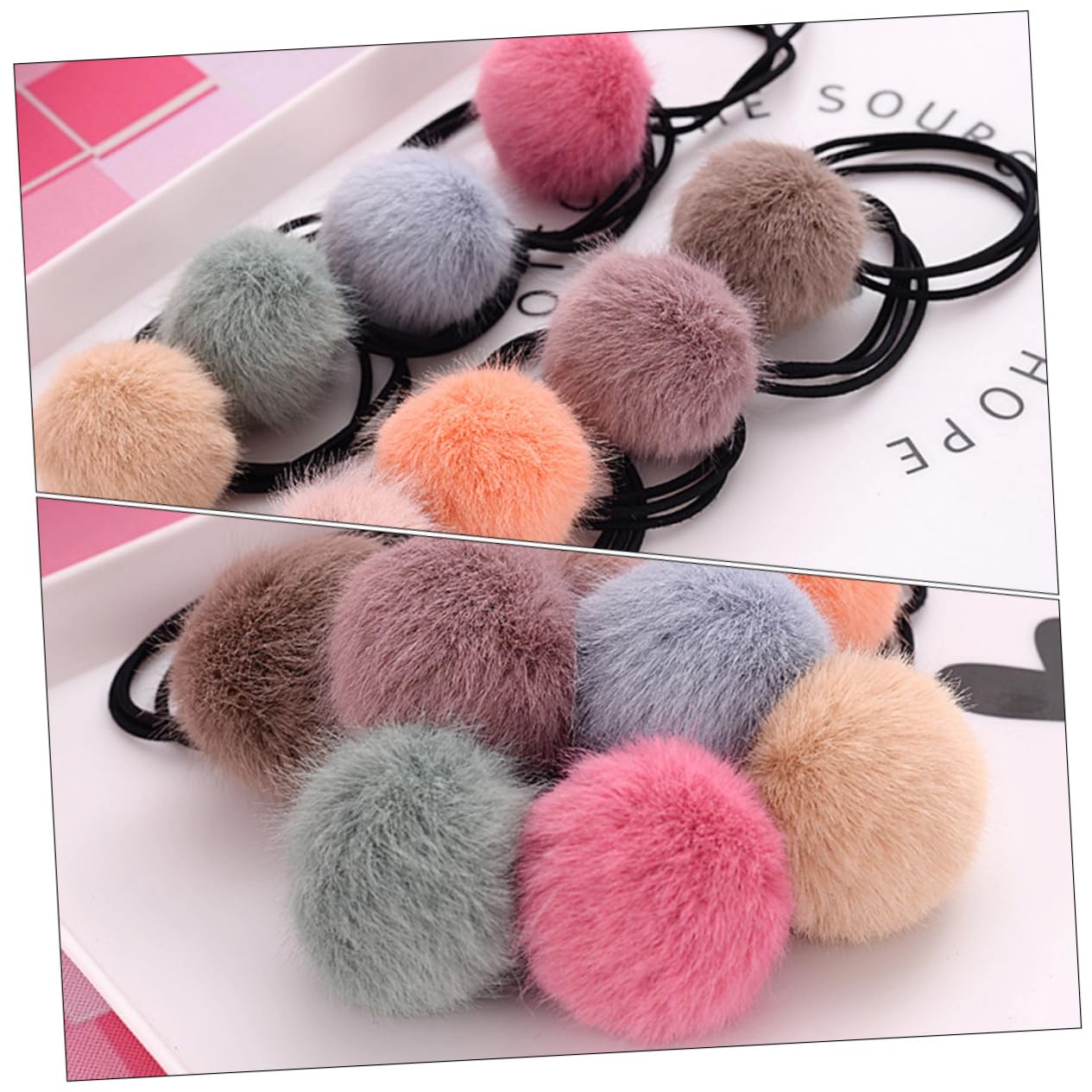 minkissy 60piezas Gomas De Pelo Pompones De Color Para Niñas Bandas De Pelo Elásticas Accesorios Adorables Para Coletas y Peinados